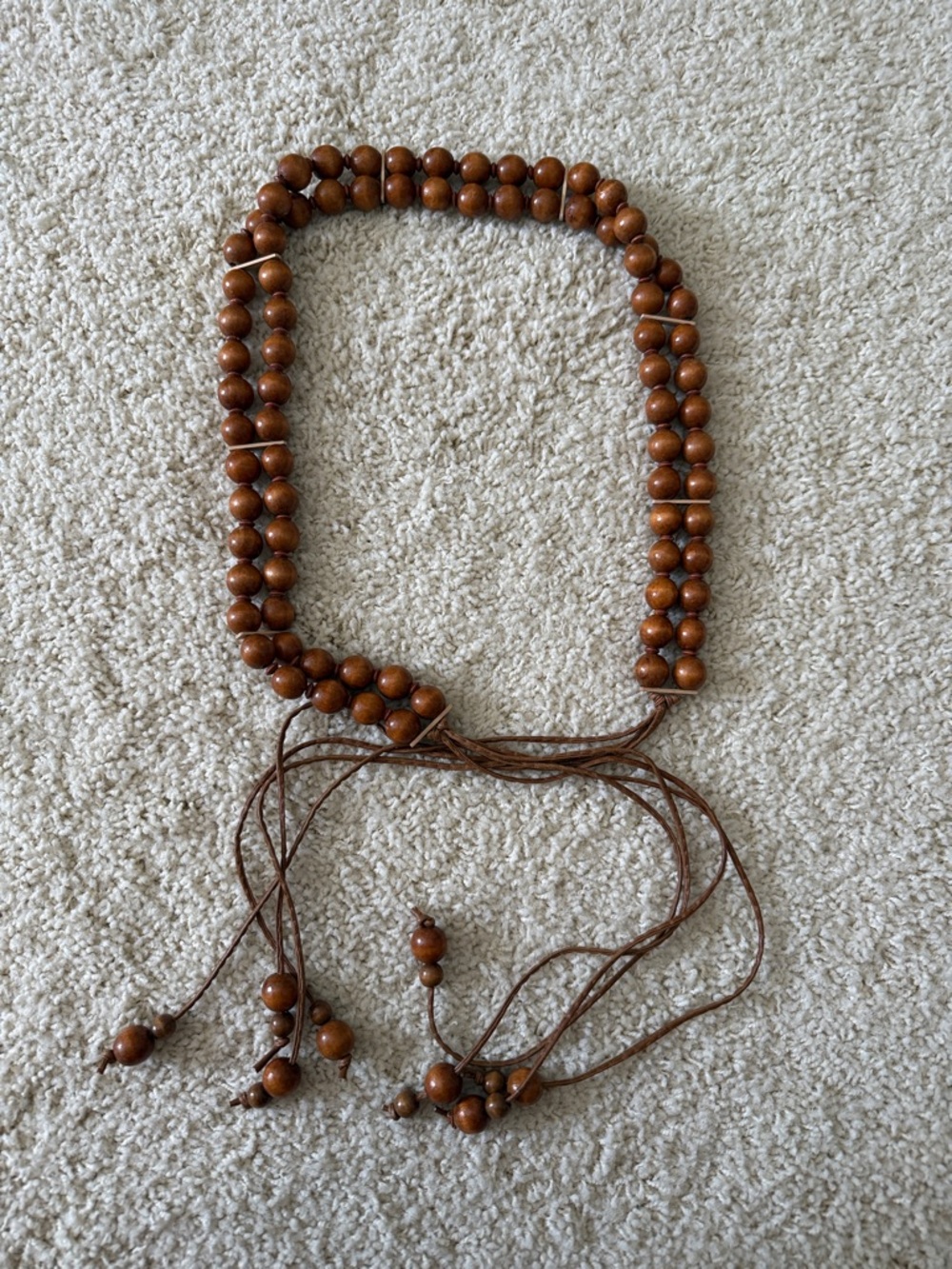 Adjustable Brown Wooden Bead Belt